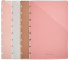 Assorted pocket dividers for disc-bound journals, great for storing notes, photos, or cards without punching them.