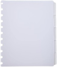 White tabbed dividers for disc-bound journals, used to organize journaling sections like prayer, Scripture, or notes.